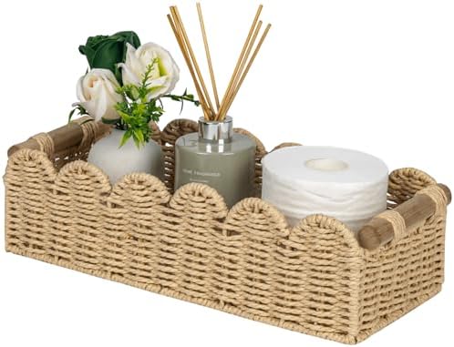 CubesLand Scalloped Toilet Paper Storage Basket W/Handle for Home Decor by CubesLand