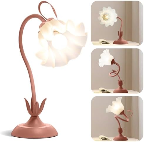 WERFOP Flower Desk Lamp Cute Pink Table Lamp for Bedroom Girls Room by WERFOP