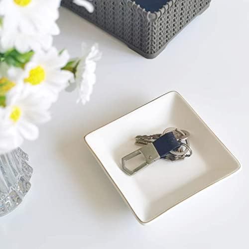 HANKOR Ceramic Jewelry Dish Tray, Decorative Trinket Tray Holder for Ring Earring Key, Gift for Women Girls, 4.7inch, White - Image 2