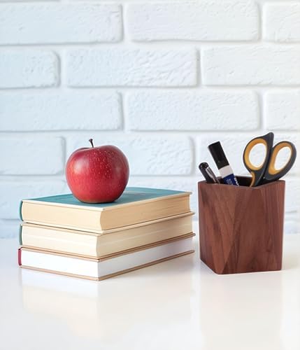 Black Walnut Wood Pen Holder for Desk - Luxury Geometric Office Organizer - Image 6