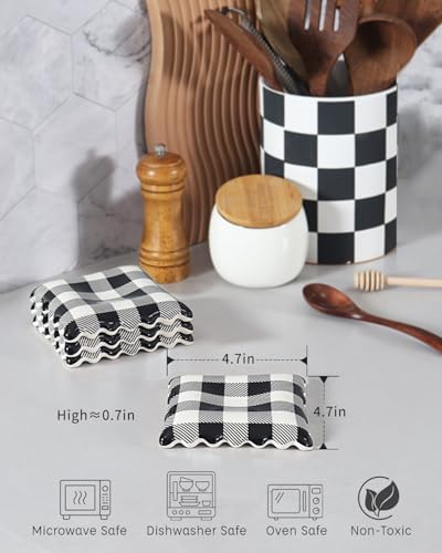 Ceramic Spoon Rest, Coffee Spoon Rest for Stove Top, Black Gingham - Image 4