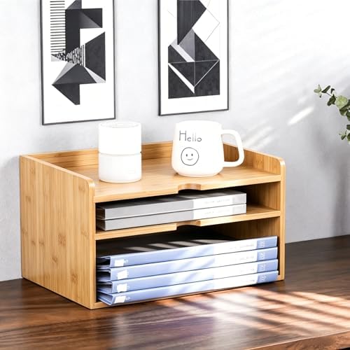 Bamboo Desk File Organizer, Stackable A4 Paper Tray Mail Holder for Office - Image 6