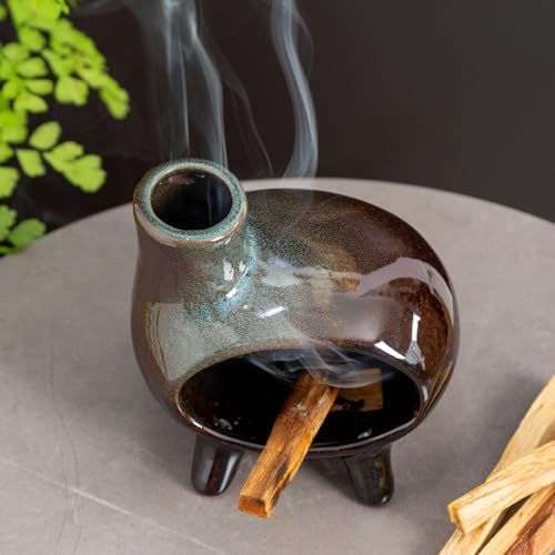 MOUGIGI Handcrafted Ceramic Palo Santo Holder Burner with Green Glaze - Image 4