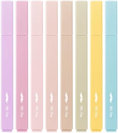Mr. Pen- Aesthetic Highlighters No Bleed, 8 Pack, Assorted Colors | Chisel Tip, Cute Highlighters Assorted Colors for Journaling, Highlighting, Underlining, Fast Dry, Back to School Supplies by MrPen