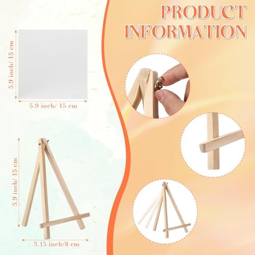 Motimind 36 Pcs 6 x 6 Mini Canvas and 8" Easel Set Bulk for Paint Party - Image 2