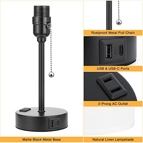Bedside Table Lamp for Bedroom Set of 2, Small Desk Lamp with USB Ports - Image 7
