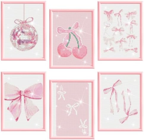 Chunful 6 Pcs Pink Bow Diamond Art Kits for Adults, 10 x 11.8'' by Chunful