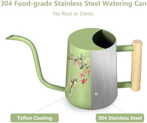 Watering Can Indoor Plants, 35oz Small Stainless Steel Metal Watering Can Modern Decorative Watering Pot with Long Spout for Indoor House Plant Bonsai Garden Flowers (Saga Green 2) - Image 4
