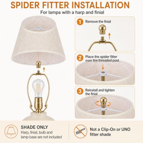 Beige Lamp Shade for Table Lamps, Small Empire Linen Textured Fabric Lampshade, 6 Inch Top 10 Inch Bottom 7 Inch High, Spider Fitter Replacement Shade for Bedside and Nightstand Lamps - Image 7