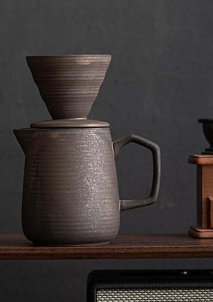 Pour Over Coffee Maker,Ceramic Coffee Maker With 100 pcs Paper Filter，16oz/480ml Pour Over Coffee Dripper (Retro gold) - Image 4