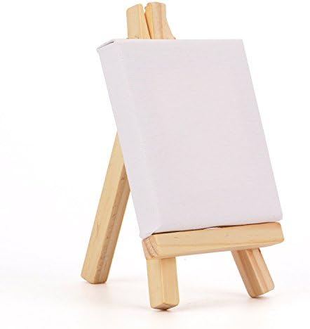 Tosnail 12 Packs Mini Canvas and Easel Set, Art Easel Stand with Canvas Set Tabletop Wooden Display Stand and Canvas Panels for Artist, Students, Adults, Kids Painting - Image 2