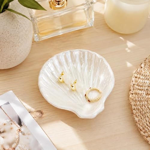 White Shell Jewelry Dish Tray, Seashell Ring Holder Trinket Tray - Image 4