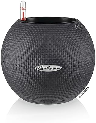 Lechuza Puro Color 20 Slate, Self-Watering Small Indoor Planter, D7.9 H6.3 in by LECHUZA