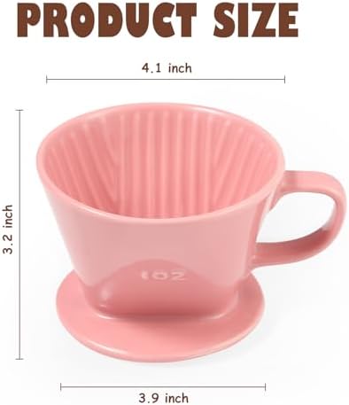 Pour Over Coffee Dripper, Ceramic Pour Over Coffee Maker, Pink - Image 2
