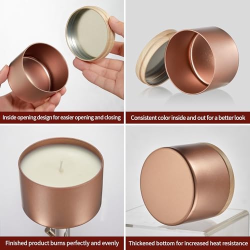 MGLIFEUL 4oz Candle Tins Jars Cans with Lids and Wax Wick for Making Candle - Image 5