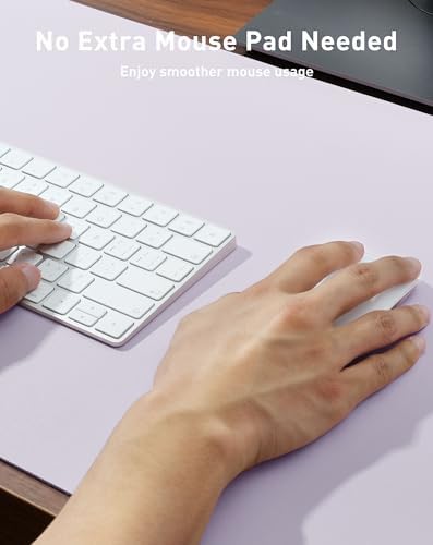 Aothia Faux Leather Desk Mat - Large Mouse Pad, Non-Slip PU Leather Blotter, Waterproof Writing Surface for Office and Home (Soft Lavender, 42" x 17") - Image 4