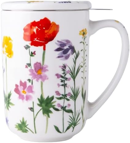 AmorArc Tea Cup With Infuser and Lid, 18oz Loose Leaf Tea Mug With Steeper by AmorArc
