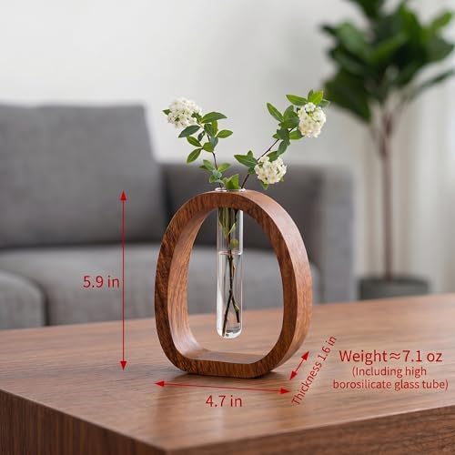 Wooden Frame Glass Test Tube Vase,Hydroponic Propagation Station - Image 2