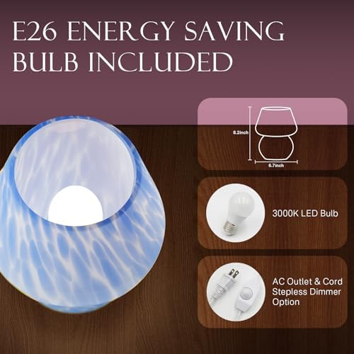 Dawnwake Mushroom Lamp Table Lamp for Bedroom,Small Desk Bedside Lamps for Living Room,Mushroom Decor Cute Mini Modern Mid Century Lamps for Night Stands (Flame Blue) - Image 6