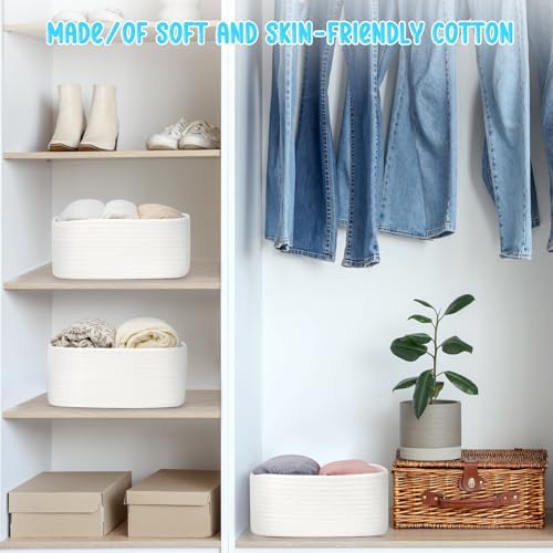 3 Pack Storage Baskets for Organizing, 13.7×9.5×6.3", White - Image 4