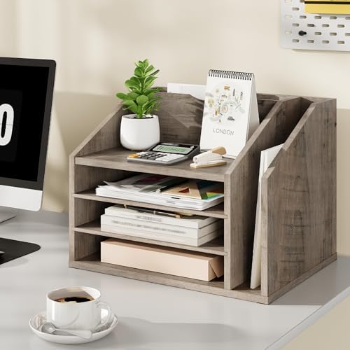 CHOEZON Wooden Desk Organizer with Adjustable Partitions - Image 2