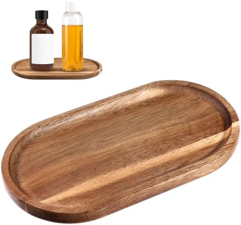 Small Acacia Wood Serving Trays Mini Wooden Platters Wooden Vanity Tray Dispenser Wood Counter Plates Bathroom Countertop Organizer Trays Coffee Bar Tray Appetizer Serving Board Snack Serve Board by Unknown