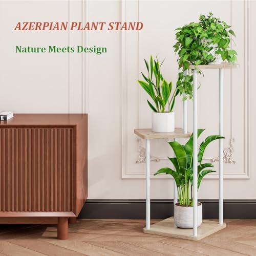 AZERPIAN Plant Stand Indoor Corner Tiered Plant Shelf 3 Tier Metal MDFBoard - Image 2