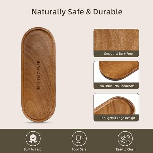 Best Dad Ever Wooden Tray, Wood Serving Tray Decorative Tray for Coffee Table, Snacks, Drinks, Home Decor (11.4 x 4.1 x 0.6 in) - Image 6
