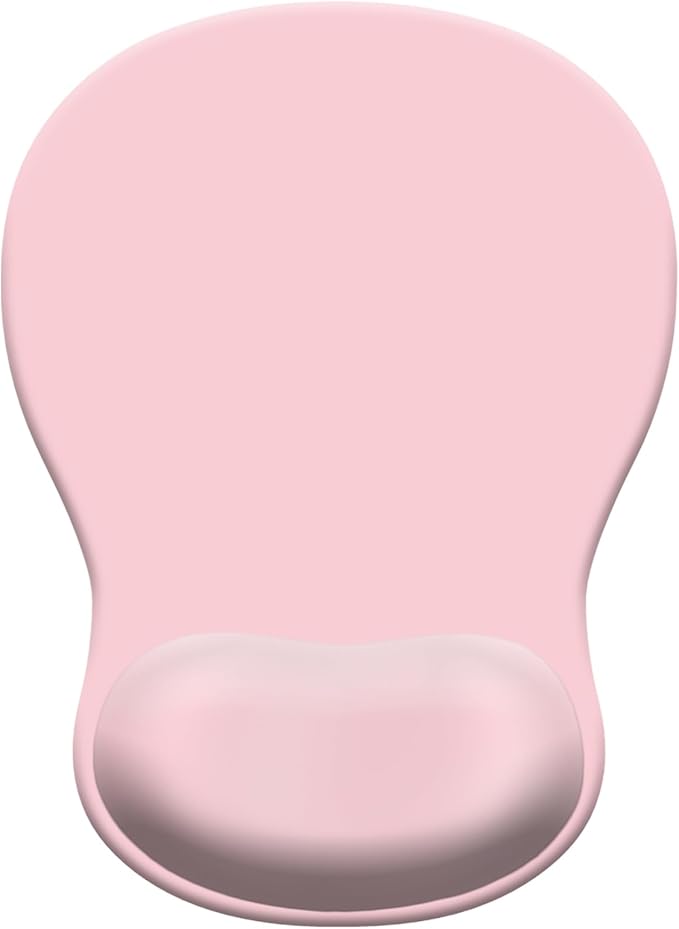 Gel Mouse Pad with Wrist Rest, Ergonomic Concave Wrist Support Mousepad with Non-Slip PU Base & Smooth Surface Comfortable Desk Accessories Mat for Office, Home Gaming and Study (11 Pink)