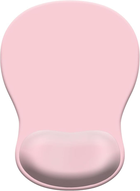 Gel Mouse Pad with Wrist Rest, Ergonomic Concave Wrist Support Mousepad with Non-Slip PU Base & Smooth Surface Comfortable Desk Accessories Mat for Office, Home Gaming and Study (11 Pink)