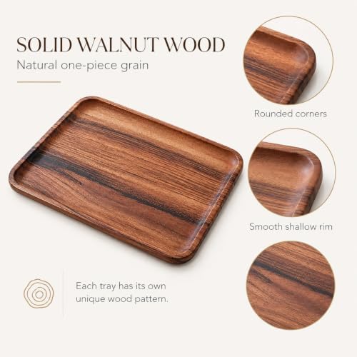 Walnut Valet Tray, Wooden Catchall Tray for Coffee Table & Keys - Image 5
