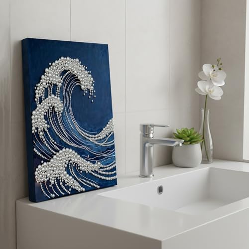 LQCrafK DIY Pearl Art Painting Handcraft Kit for Adults Beginners, Creative Design, Healing Stress-Relieving Home Wall Decoration, with Framed Painting and Tools-Waves - Image 5