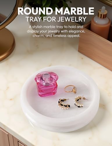 Marble Jewelry Dish, 5" Handmade White Ring Tray - Image 3