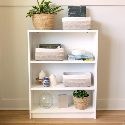 NaturalCozy 13.5”x8.5”x5.5” Storage Baskets for Shelves 3 Pack | Cotton Rope Woven Small Baskets for Organizing | Small Storage Bins for Nursery, Bathroom, Closet, Cube Shelf, Decorative, Gift - Image 3