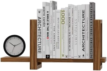 100% Solid Wood Adjustable Desktop Bookshelf, Retro Tabletop Bookshelf, Desk Shelf Holder for Living Room, Home, Office, Perfect for Magazine, Books, Cookbooks, No Tools Required to Assemble (Brown) by Soultopxin