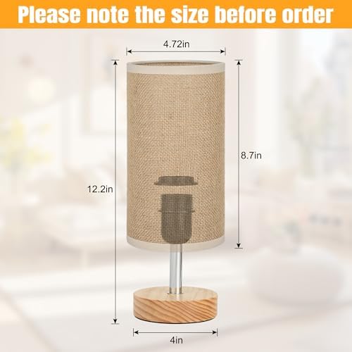 Bedside Table Lamps, Table Lamp for Bedroom, Lamps for Night Stands with Linen Lampshades, Small Table Lamp for Living Room, Office (Bulb Excluded) (Brown) - Image 4