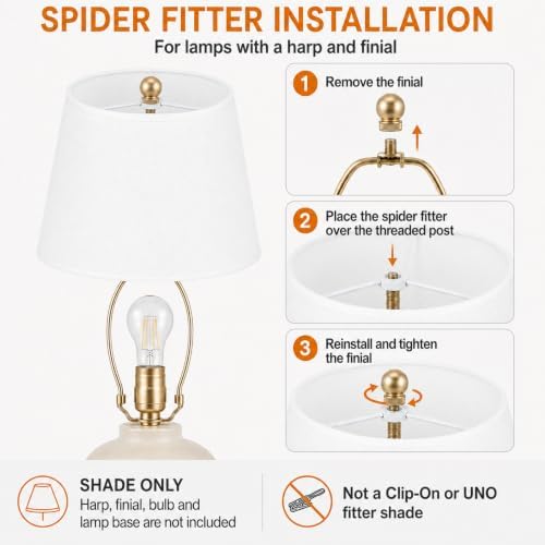 White Lamp Shade for Table Lamps, Small Empire Linen Textured Fabric Lampshade, 6 Inch Top 10 Inch Bottom 7 Inch High, Spider Fitter Replacement Shade for Bedside and Nightstand Lamps - Image 7