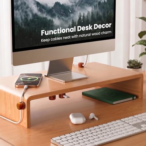 8 Pack Magnetic Cable Clips, Wooden Desk Cable Organizer and Cord Holder, Dual Mount N35 Magnet or 3M Adhesive, Cable Management for Phone Charger, USB-C and Laptop Cords - Image 5