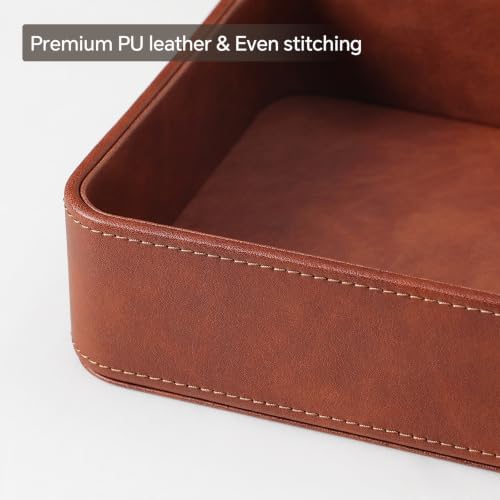 Valet Tray for Men, PU Leather Catchall Tray Nightstand Organizer - Image 3