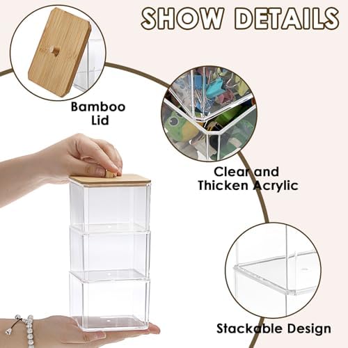 Paperclip Dispenser with Lid 3 layers Clear Paper Clip Holder for Desktop Stackable Desk Storage Box for Office Small Acrylic Organizer Box for Bathroom - Image 5