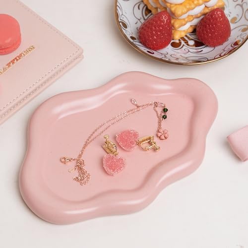Lynagert Cloud Trinket Dish, Chubby Jewelry Tray, Ceramic Jewelry Ring Trinket Dish for Rings Earrings Necklace Organizer, Mother's Day Thanksgiving Christmas Birthday Bridesmaid Gifts (Pink) - Image 7