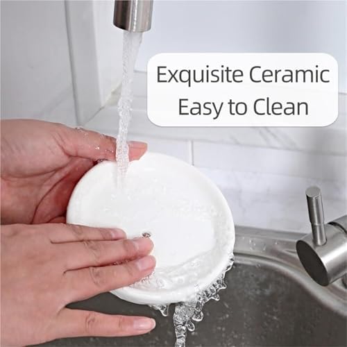 Holder Round Self Draining Small Ceramic Tray Cute Jewelry Soap Dish - Image 6