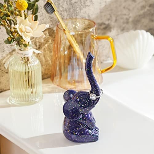 PUDDING CABIN Purple Elephant Ring Holder Cute Ring Organizer Stand Display, Unique Elephant Gift for Women Mom Mother's Day Birthday Engagement Bridesmaid Christmas Gift - Image 7