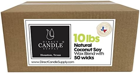 Direct Candle Supply 10lb Natural Coconut Soy Wax Blend with 50 Wicks by DirectCandleSupply