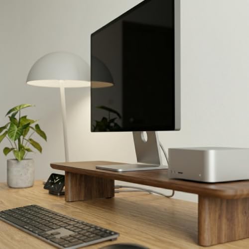 Walnut Dual Monitor Stand Riser - 43.3" Extra Long Wooden Monitor Stand for 2 Monitors, Desk Shelf Organizer for iMac, Laptop & Ultrawide Displays, Natural Wood Grain - Image 5