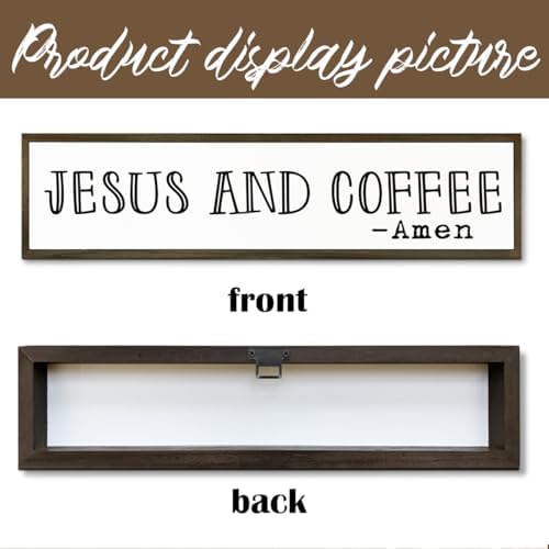 Christian Coffees Decor, Wall Decor Art, Rustic Coffee Station Decors, Coffees Home Decoration for Kitchen, Farmhouse Wall Plaque, Desktop Decors, Jesus and Coffee Amen Sign 17.8x4x1.2 inches - Image 3