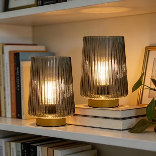 LUSHARBOR Battery Operated Lamp with Timer, Small Cozy Table Lamp for Dorm Room, Aesthetic Cordless Bedside Battery Lamp for Living Room/Shelf/Office Desk/Side Table Grey - Image 6