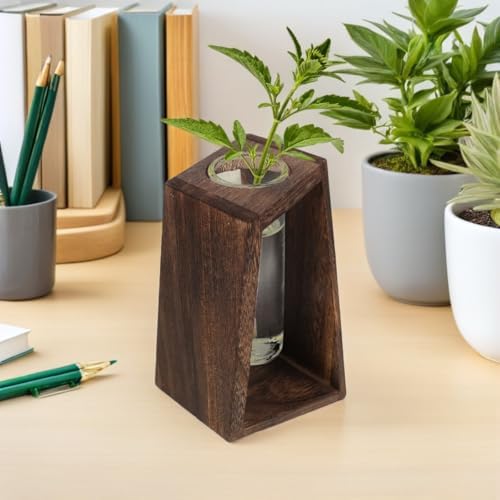 Single Tube Wooden Vase Base for Glass Propagation Station Display - Image 5