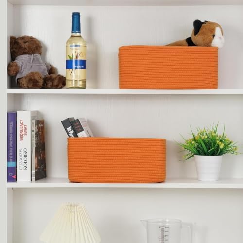 3 Pack Small Storage Baskets for Organizing, 11.8×7.8×5.1", Orange - Image 5