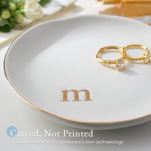 Lolalet Handmade Ceramic Ring Dish Jewelry Tray Plate with Initial, Small Personalized Monogram Gift for Women Girls, Graduation,Hostess, Engagement, Bridal Shower, Maid of Honor, Bridesmaid, Birthday - Image 2